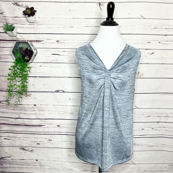 NWT Worthington Sleeveless Twist Detail Top Size Small Petite Chambray Heather - Picture 7 of 9